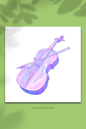 紫色小提琴C4D立体模型免抠元素