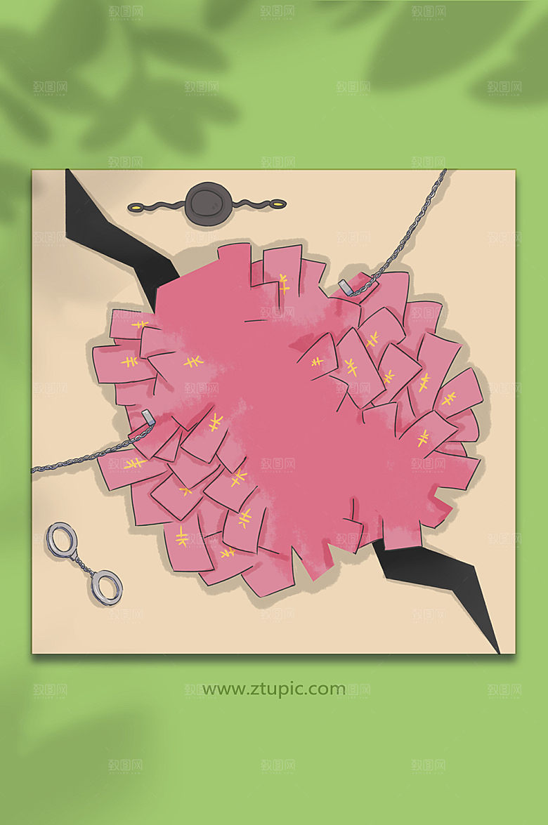 创意收受贿赂现金插画元素