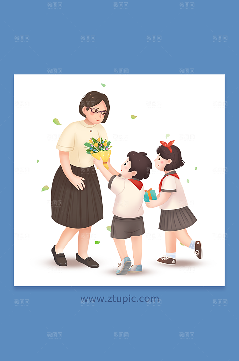 卡通良师益友教师节人物插画素材
