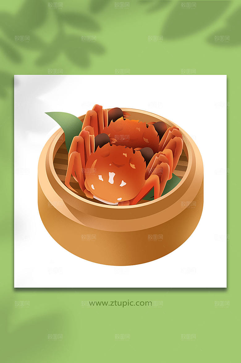 卡通大闸蟹秋季美食插画素材