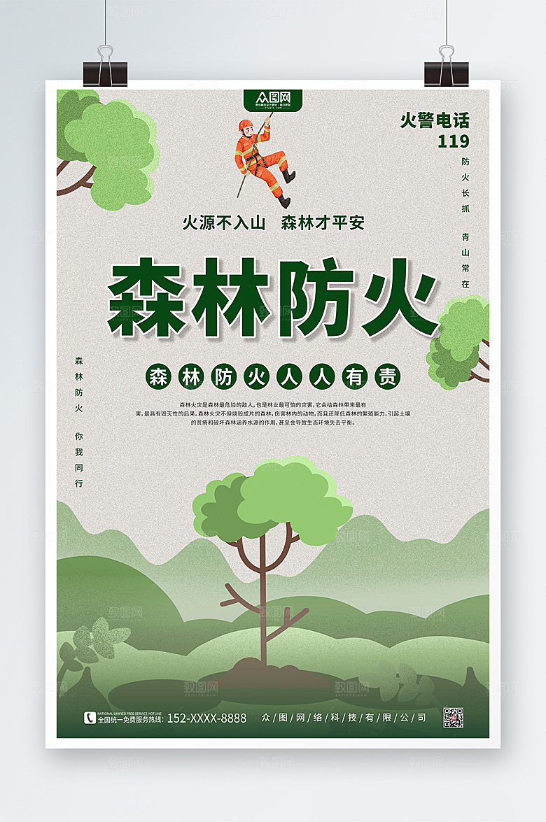 原创森林防火安全海报模板