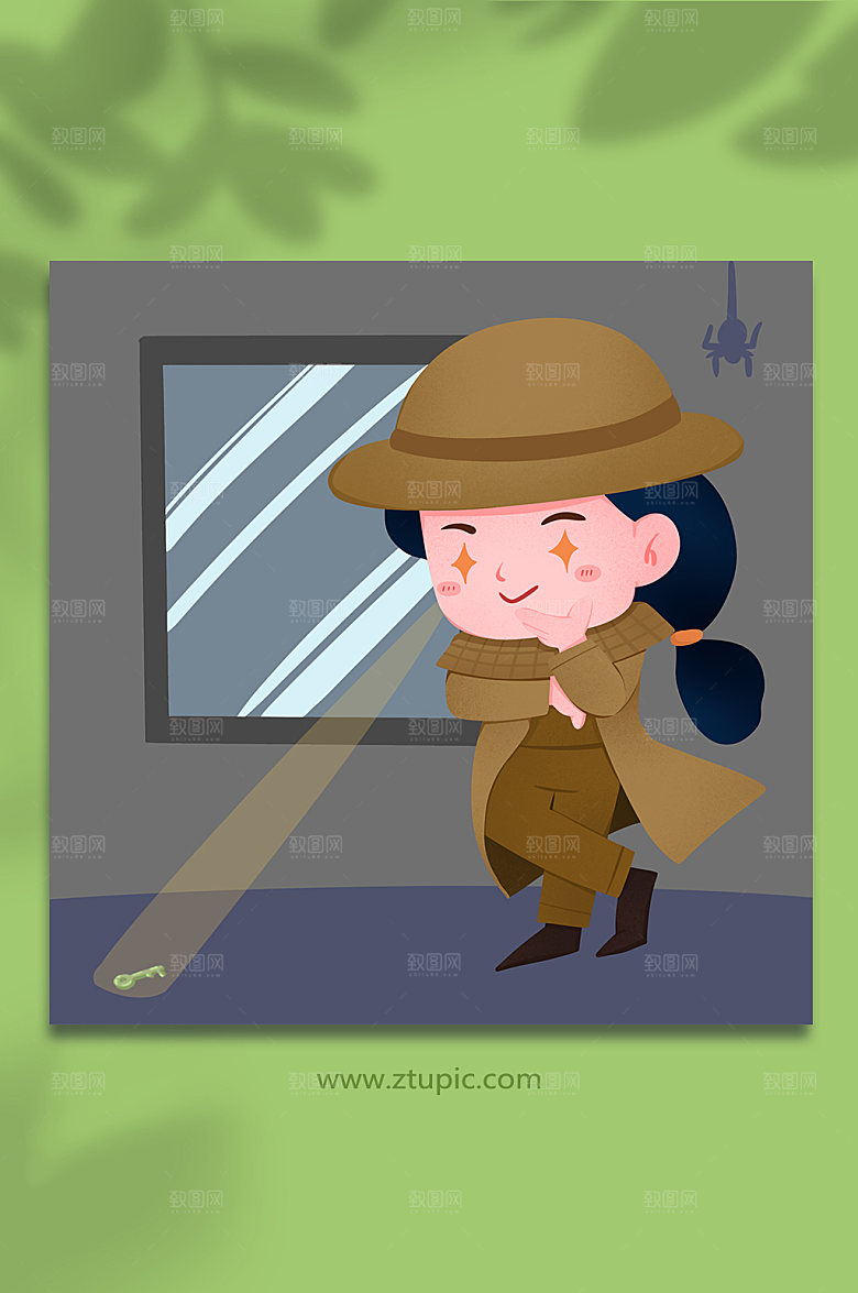 扁平发现线索剧本杀插画素材