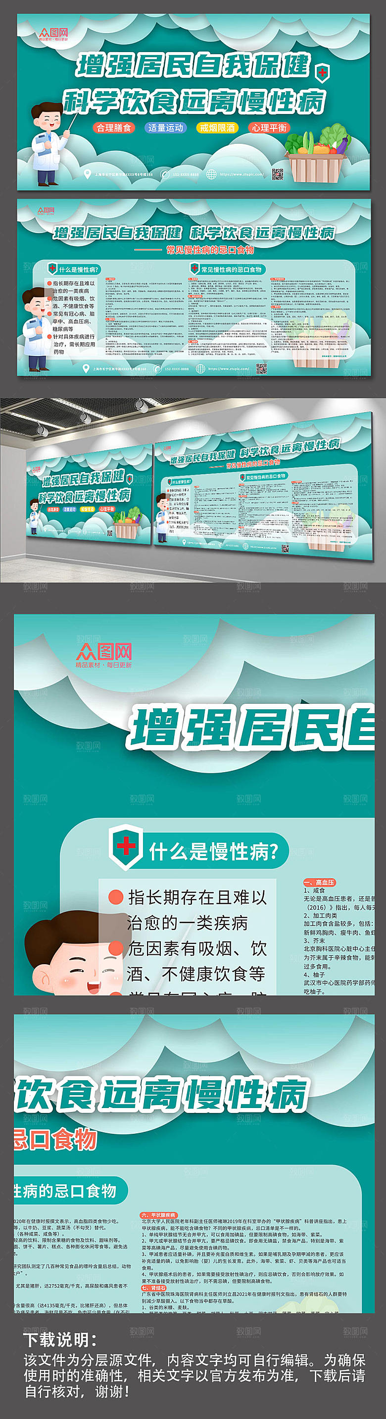 原创远离慢性病医疗展板设计