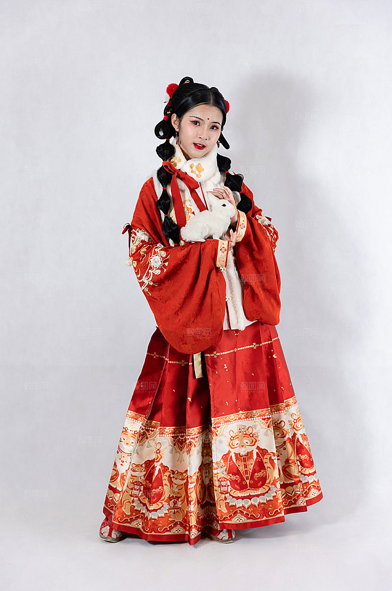 可爱新年汉服美女摄影图