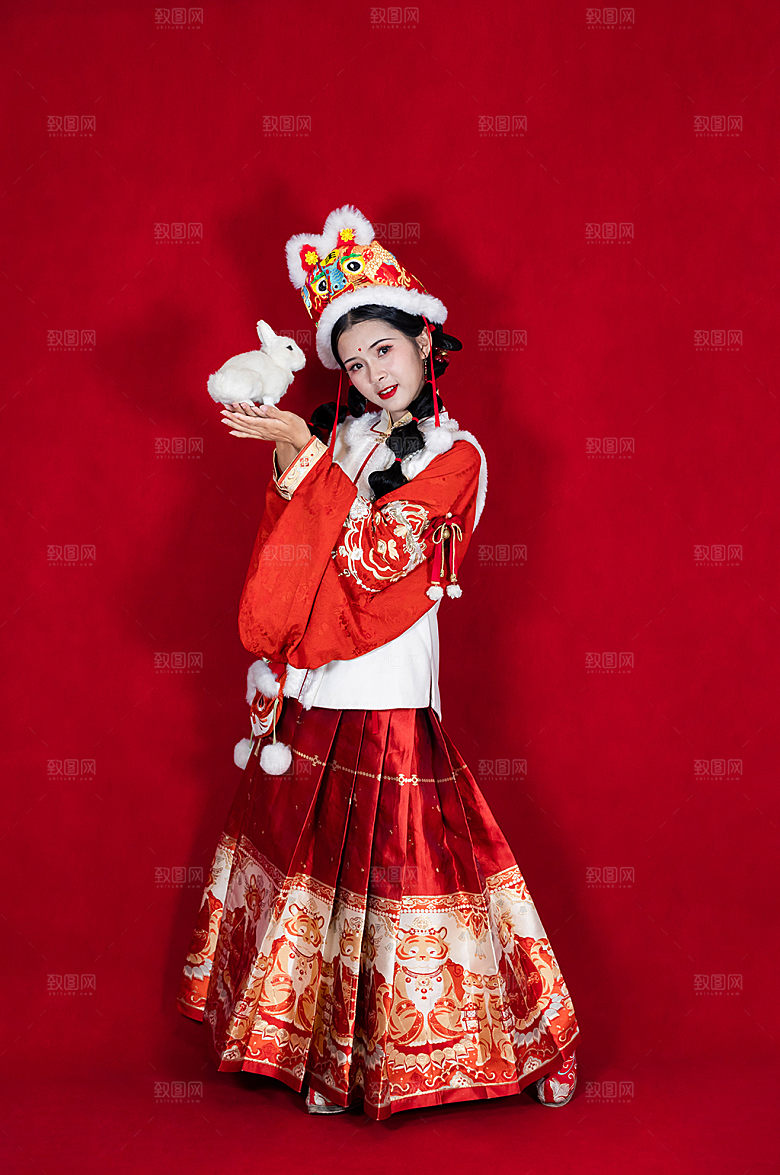 可爱女生新年玉兔人物商业摄影