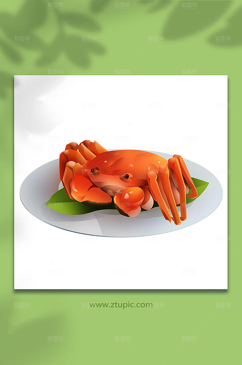 扁平中秋大闸蟹秋季美食插画设计