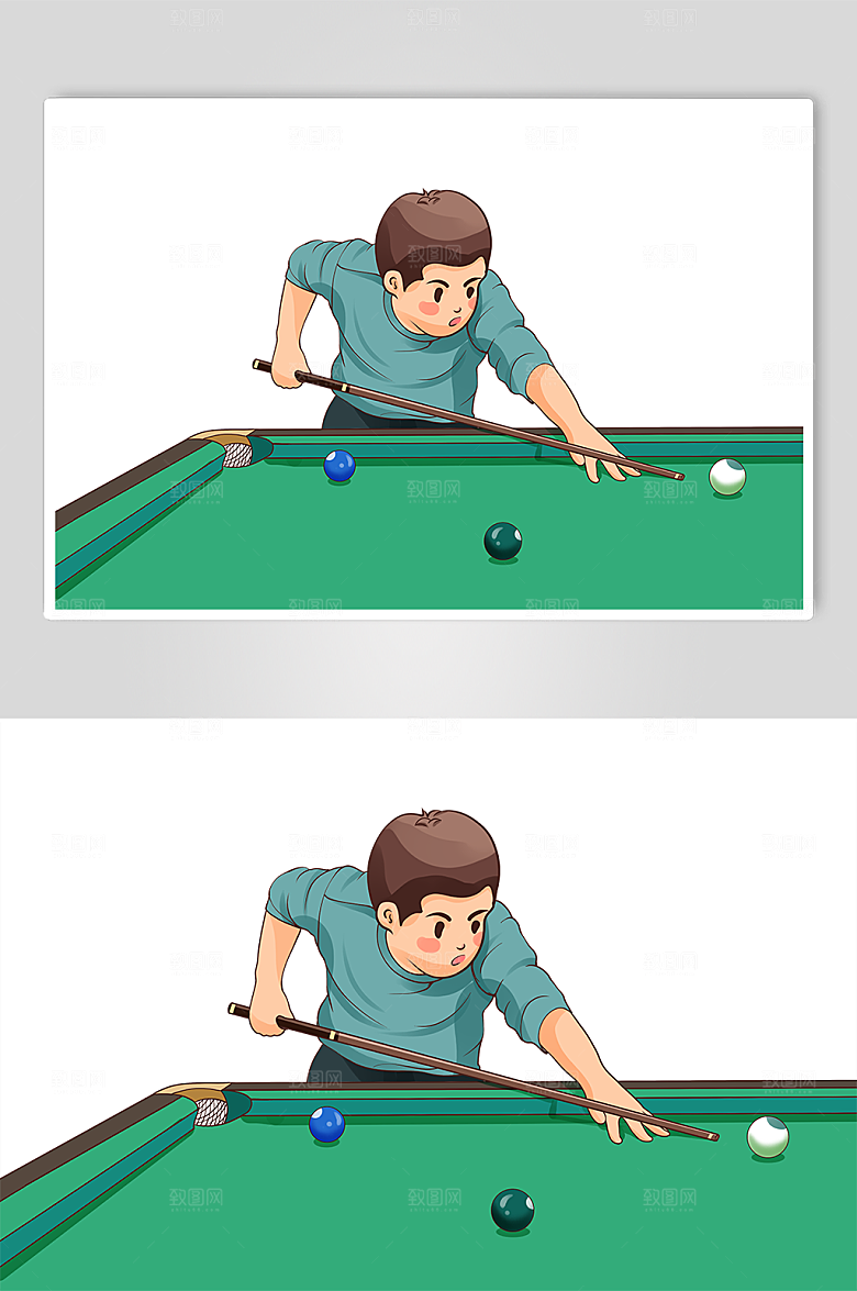扁平桌球体育比赛台球插画素材