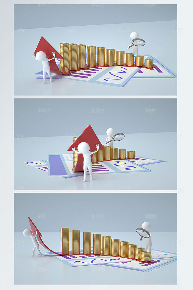 3D背景金币金融理财元素C4D背景图