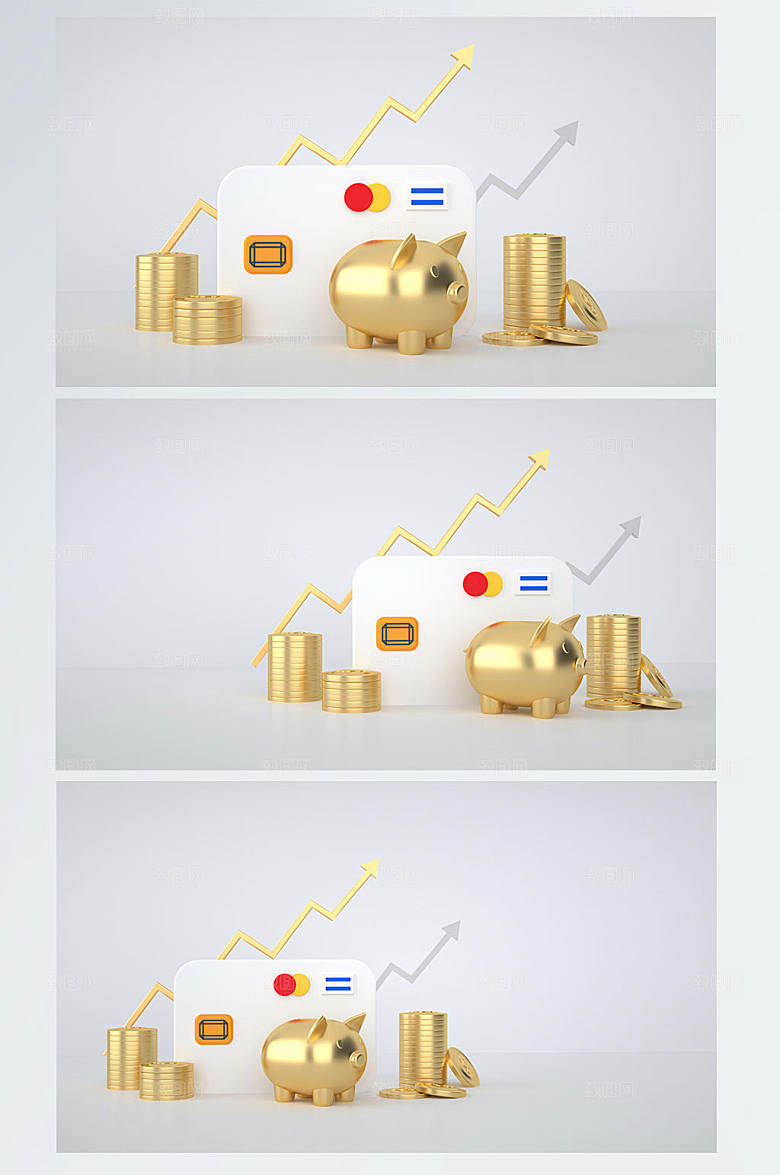 极简存钱金融理财C4D背景设计