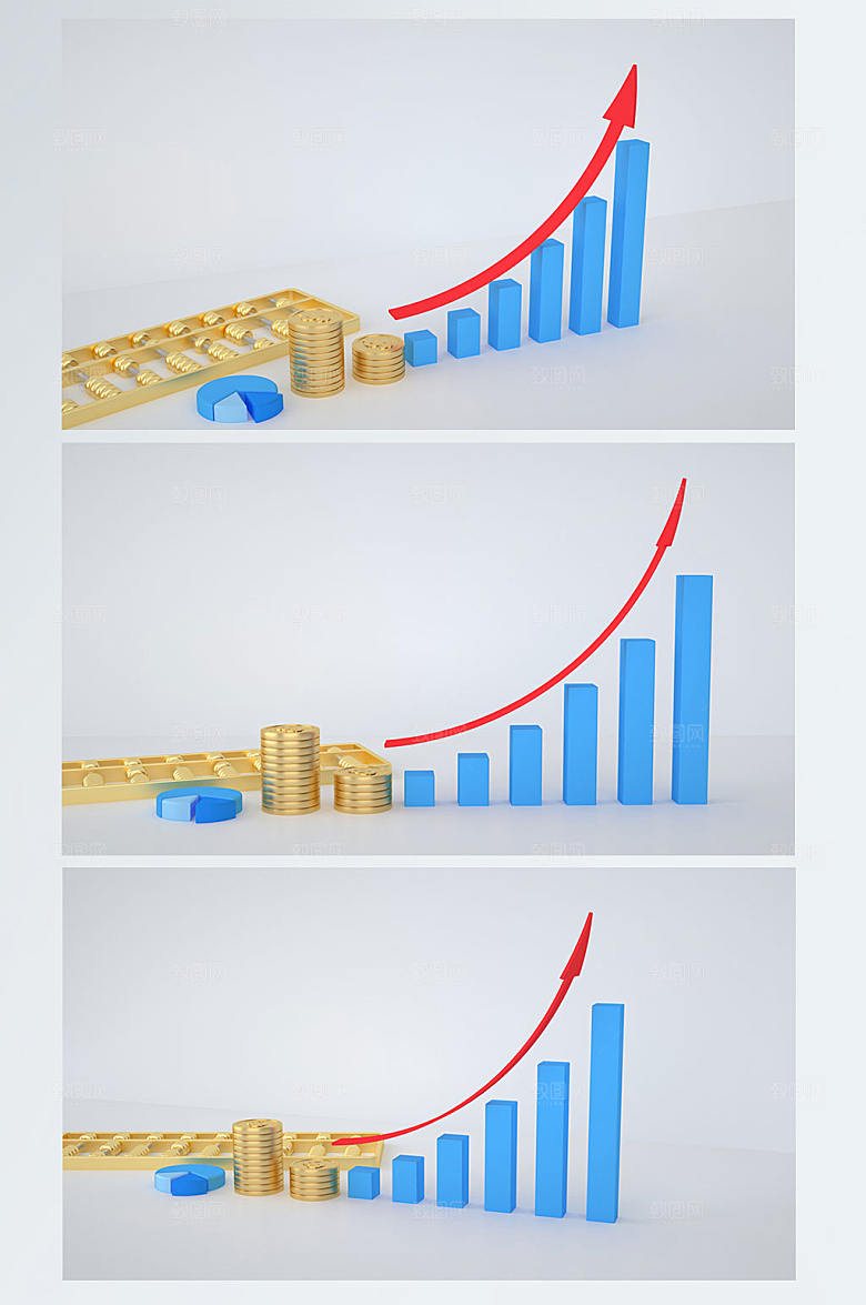 原创金融上涨理财C4D背景设计