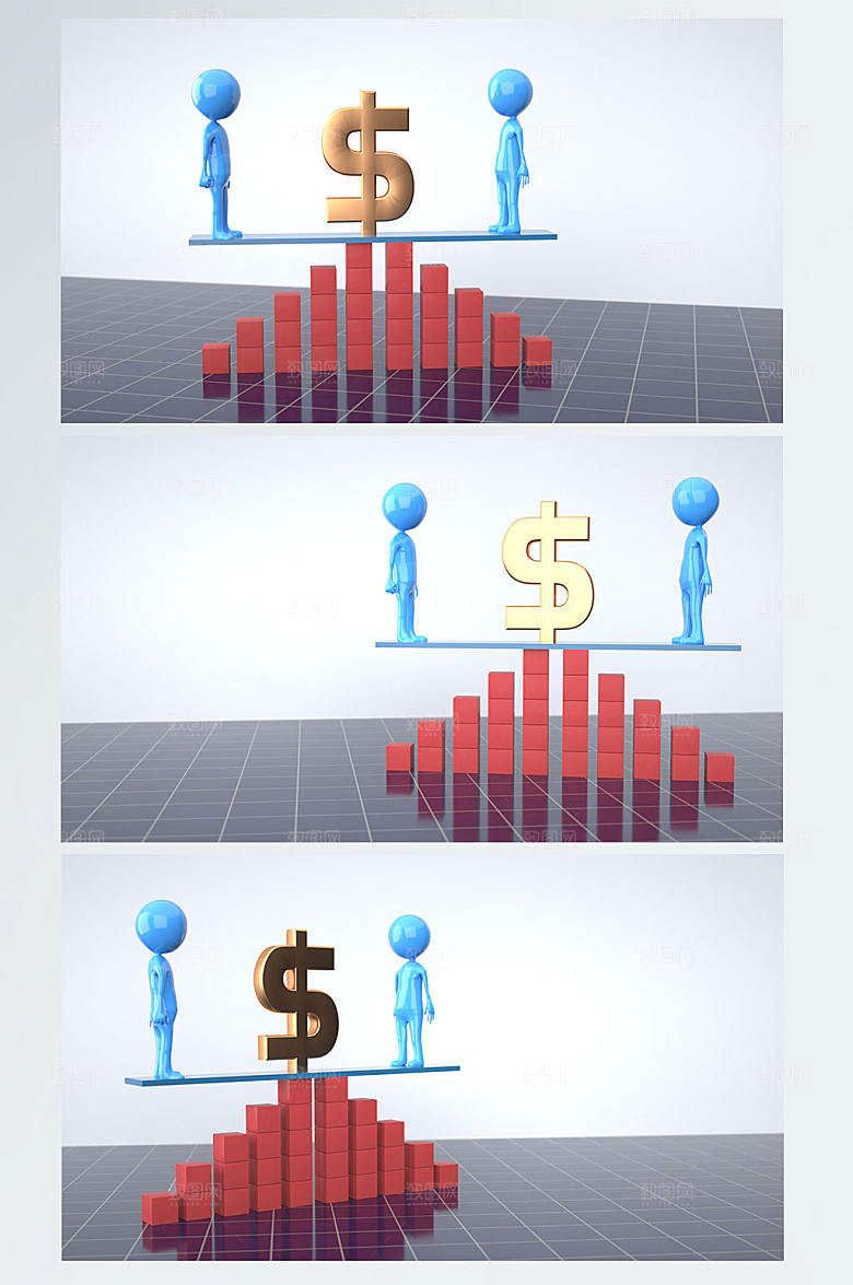 极简金融小人理财C4D背景设计