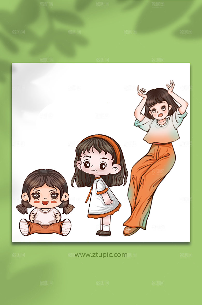 可爱女生人物插画元素