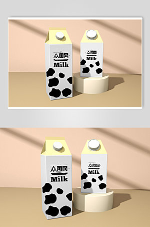 极简牛奶饮料盒纸盒样机模板