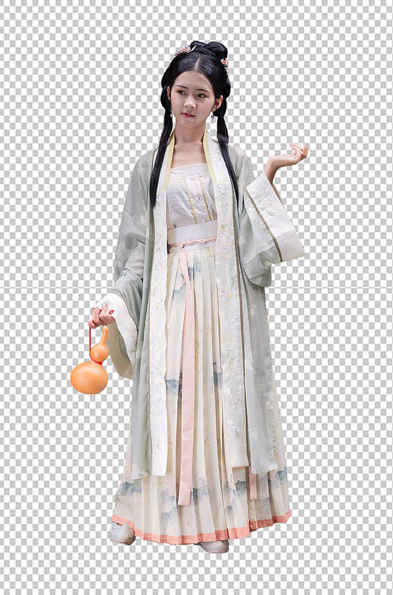 汉服少女提葫芦免抠png商业摄影图