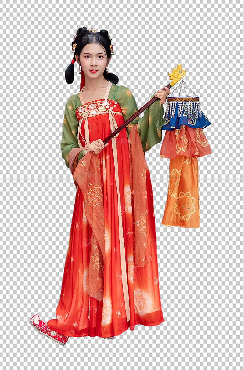 古装汉服少女提绛纱灯png摄影图