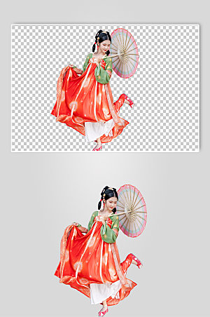汉服女性人物撑伞png国风摄影图