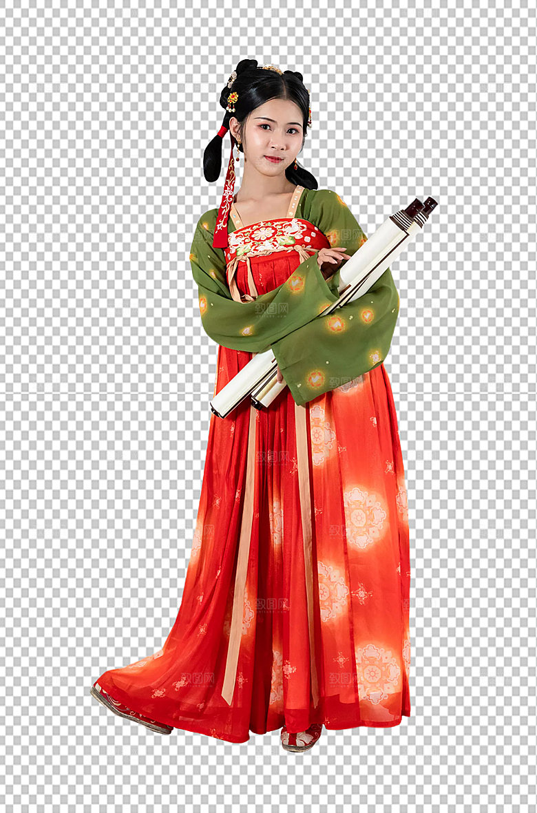 古装汉服女性长卷轴png摄影图