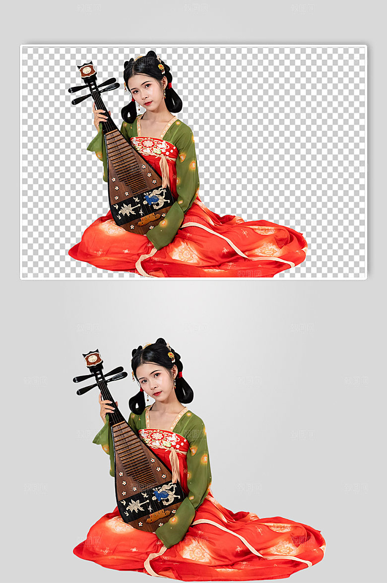 汉服少女抱琵琶人物png国风摄影图