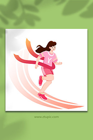 扁平化女孩手绘体育运动插画模板