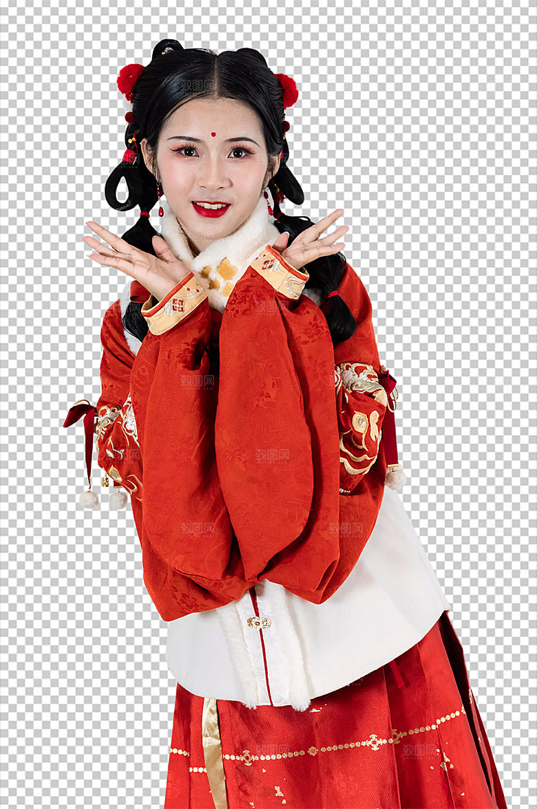 汉服少女免抠元素PNG精修图