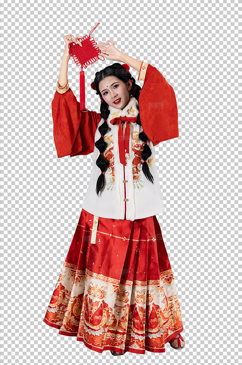 新年汉服人物PNG精修摄影图