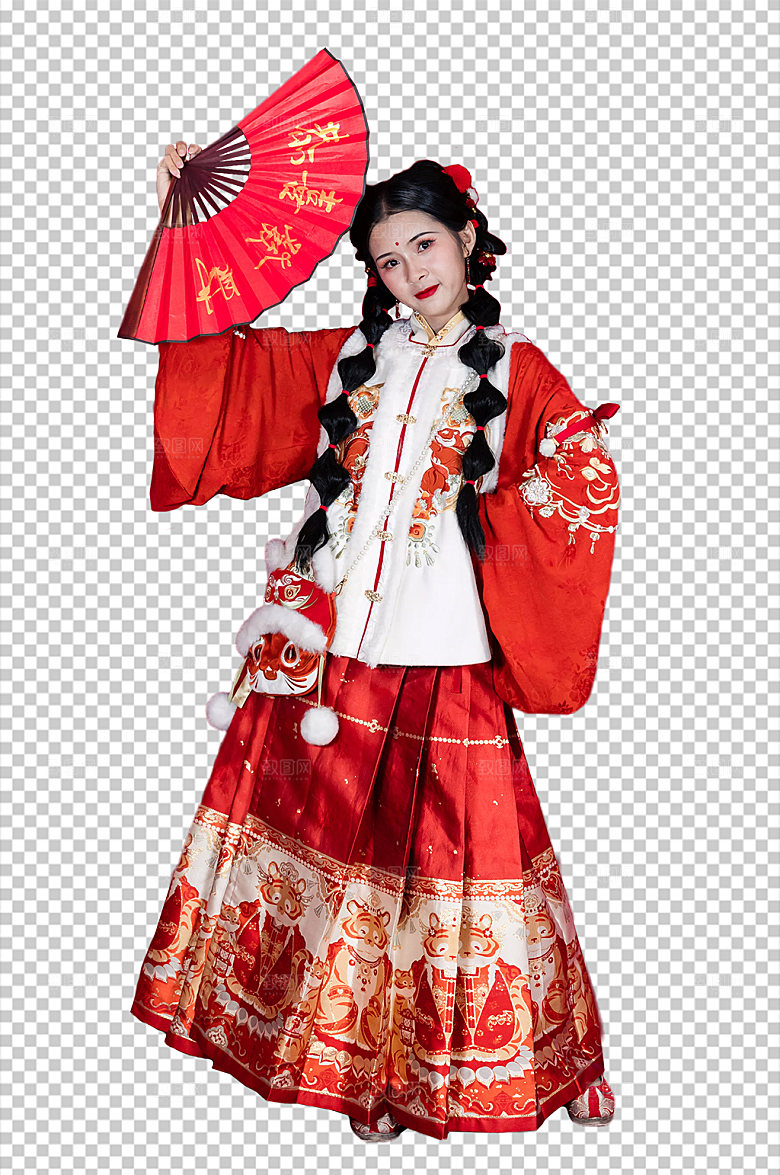 新年汉服女生人物PNG国风摄影图