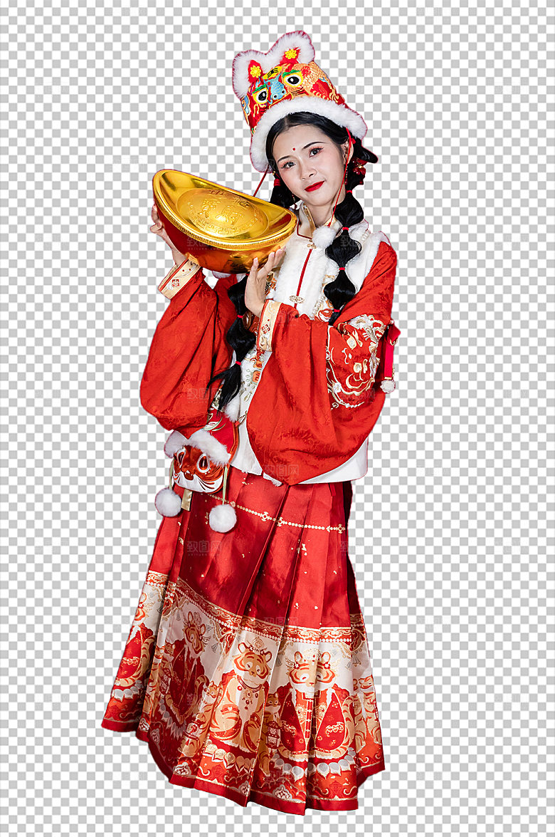 元宝汉服少女免抠PNG国风摄影图