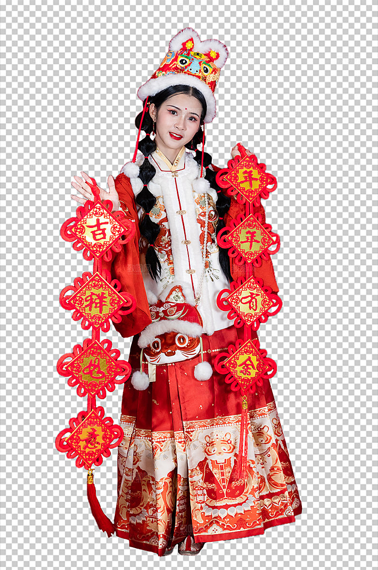 对联汉服女生PNG国风摄影图