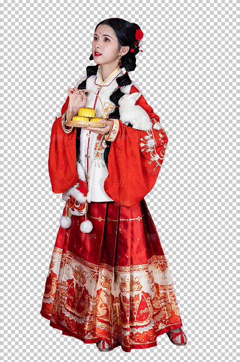 汉服中秋节女孩PNG精修摄影图