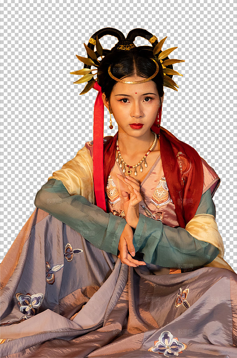 中秋节汉服女孩PNG精修摄影图