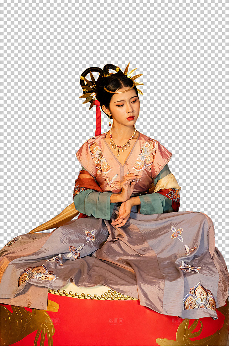 敦煌中秋节女孩PNG国风摄影图
