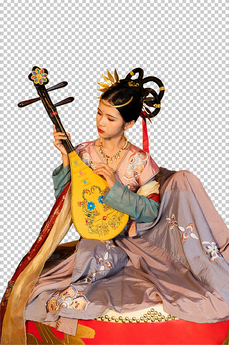 敦煌汉服中秋节人物PNG精修摄影图