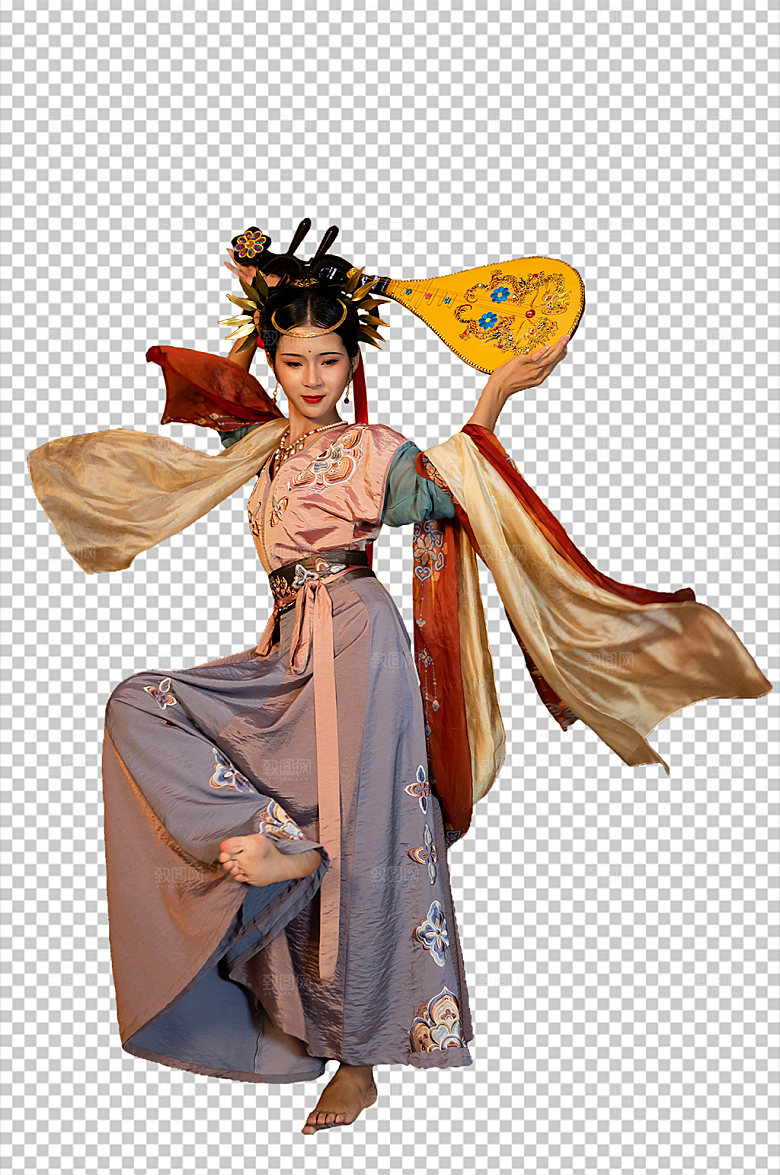 敦煌汉服女孩免抠PNG国风摄影图