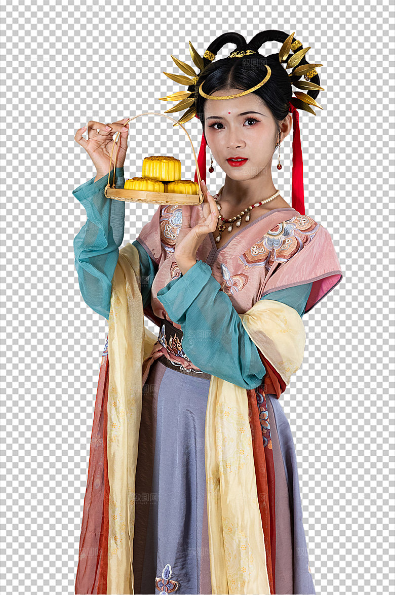 中秋节汉服女孩免抠PNG精修摄影图