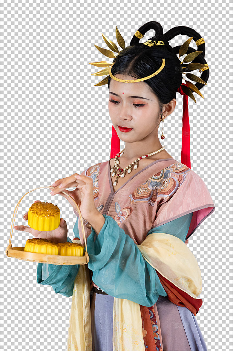 敦煌汉服女孩免抠PNG国风摄影图