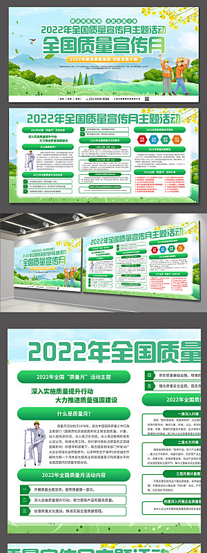 绿色全国质量宣传月展板宣传海报