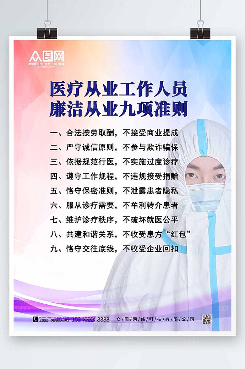 医疗机构人员从业准则医院商业海报
