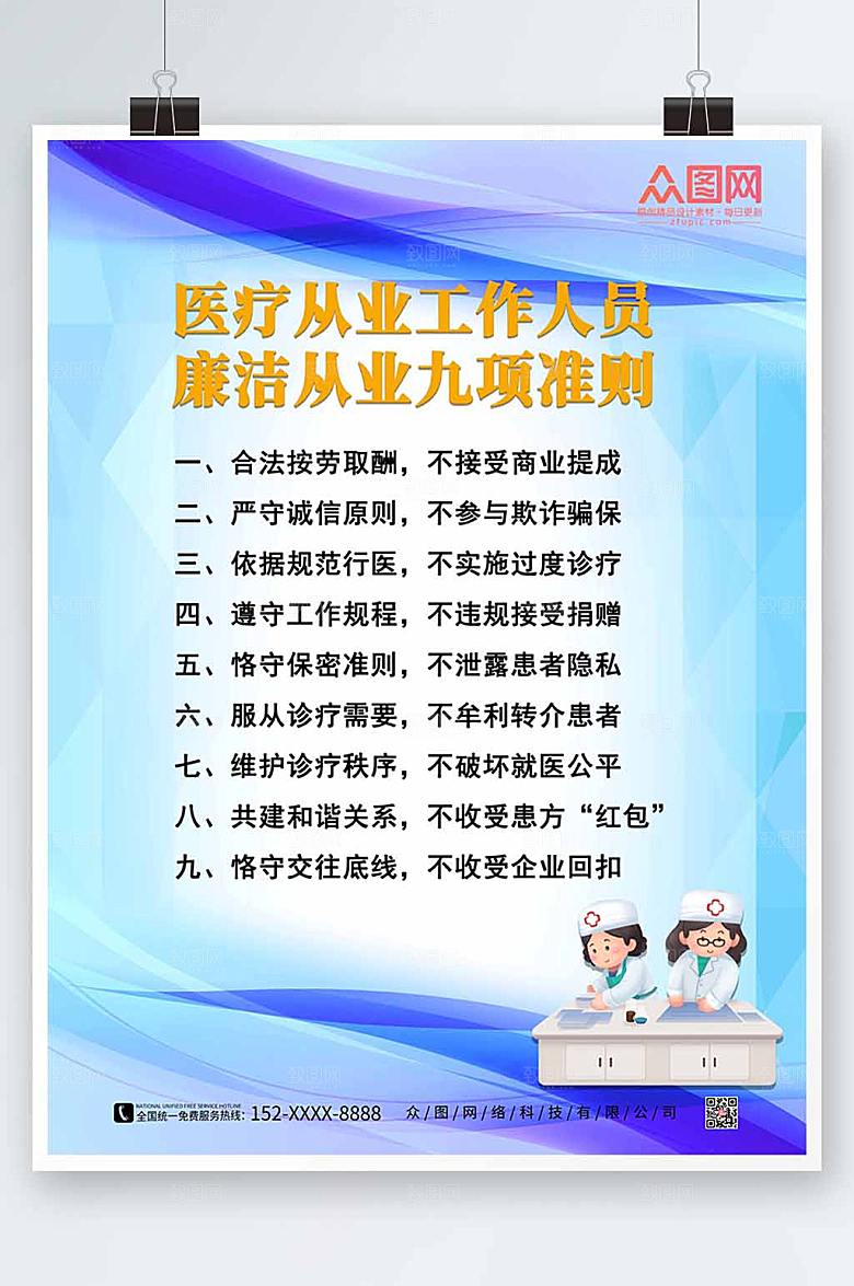 医疗机构人员从业准则商业海报