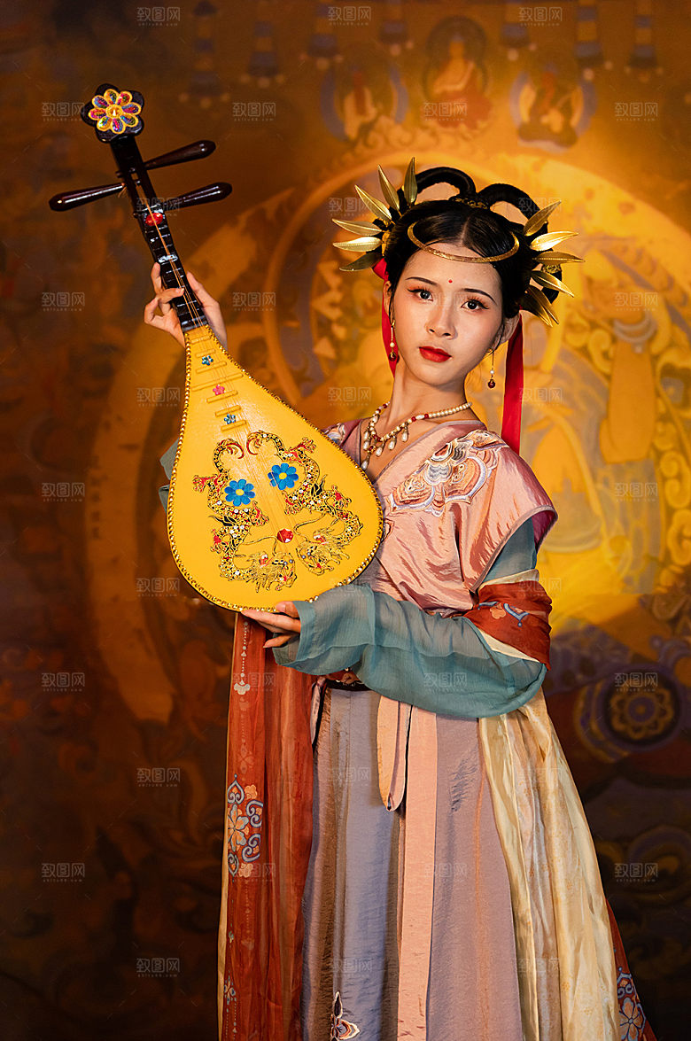 中国风敦煌飞天汉服人物摄影图