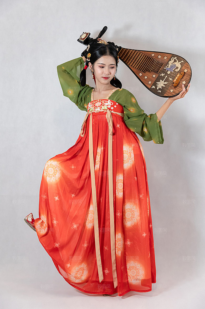 古装汉服女性反弹琵琶人物摄影图