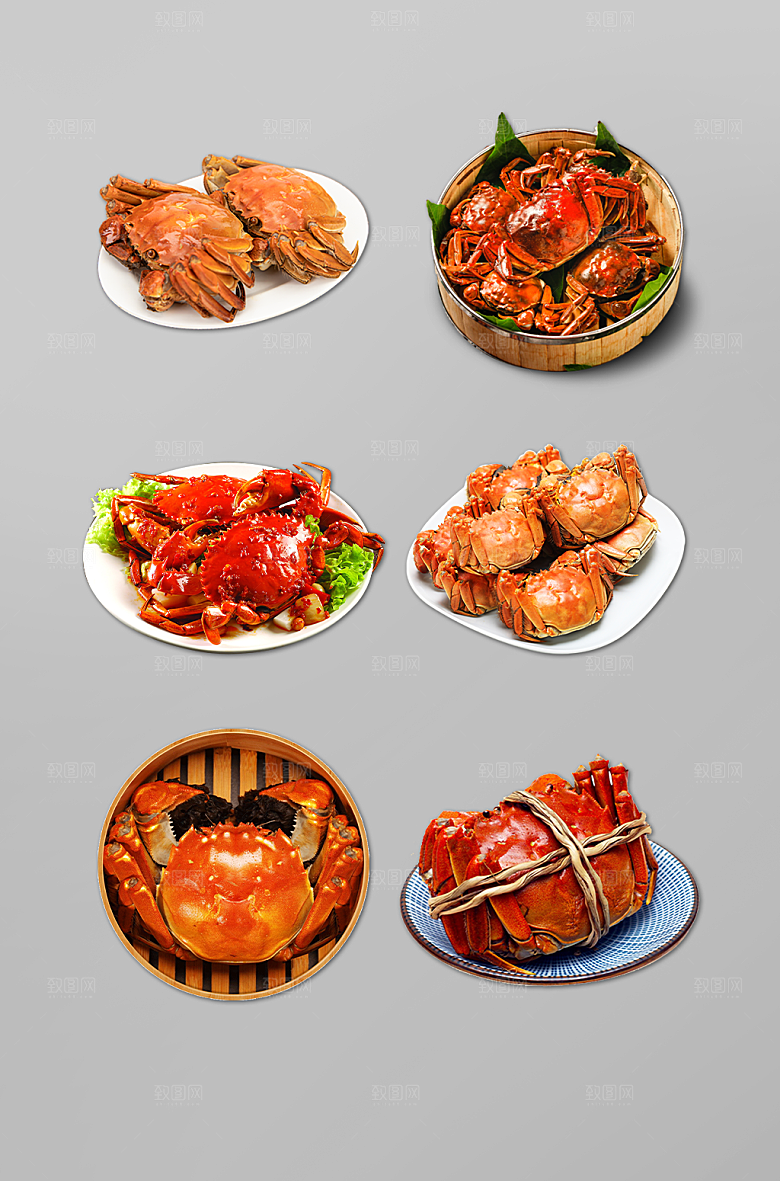 大闸蟹素材免抠png秋季美食元素