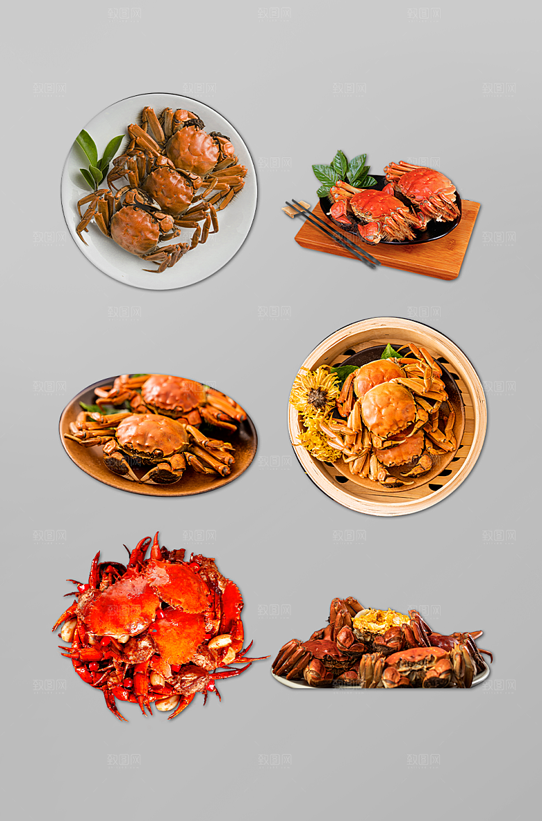 原创秋季大闸蟹美食免抠png元素