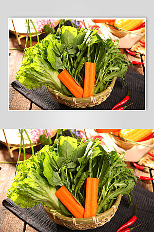 简约蔬菜拼盘火锅美食菜品摄影图片