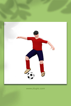 踢足球人物C4D模型PNG免抠元素