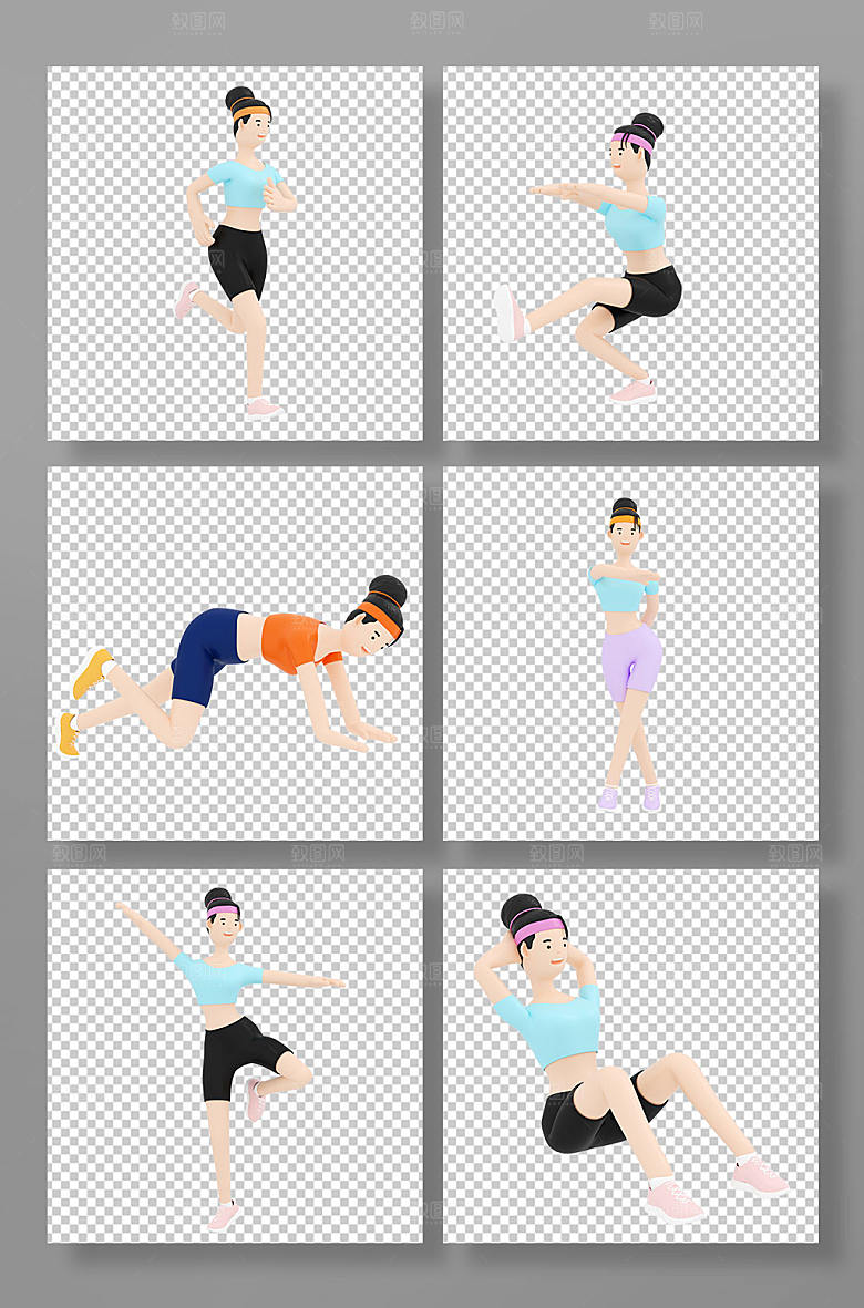 运动健身C4D模型PNG免抠元素