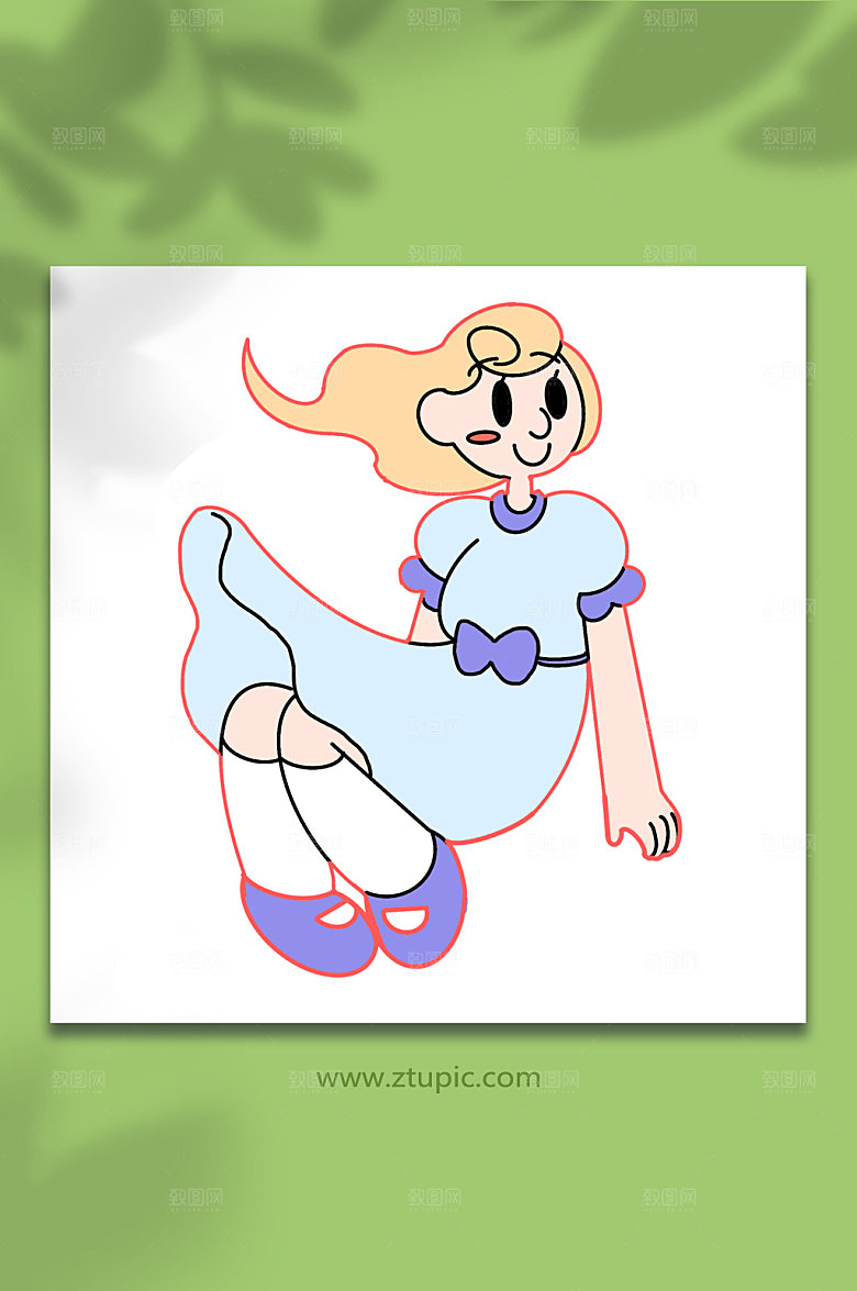 手绘卡通都市女生情侣人物元素插画