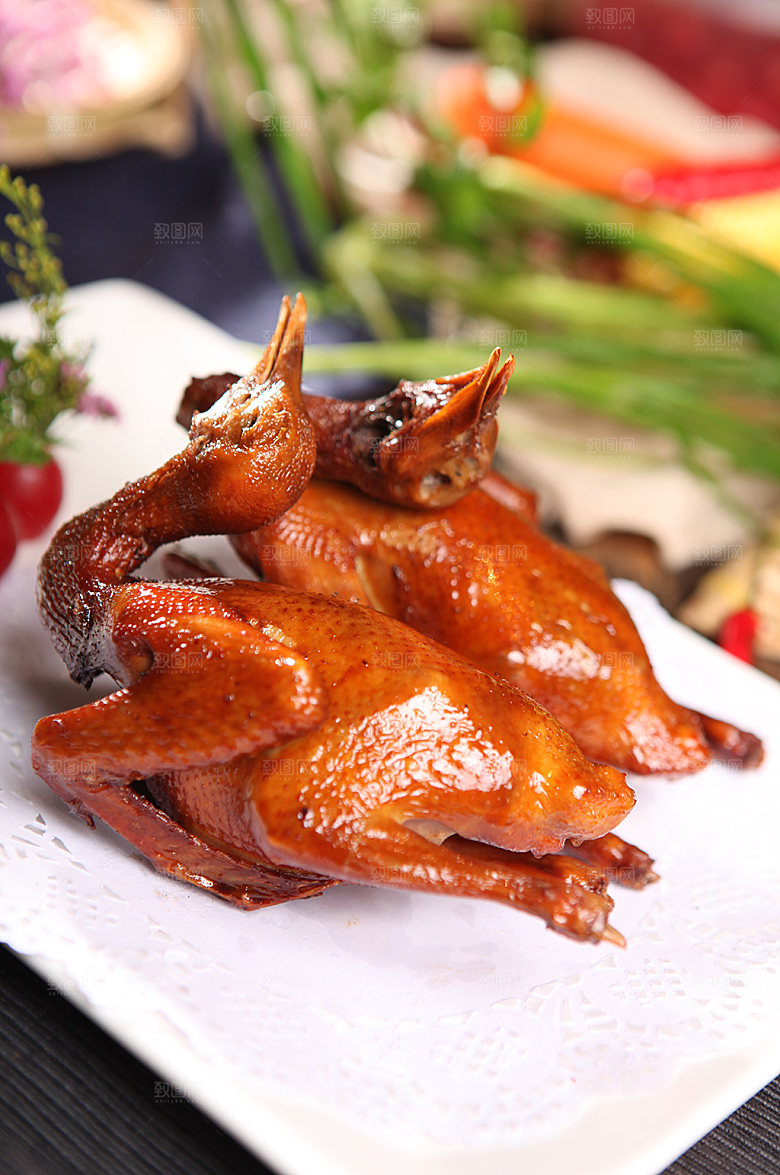 卤味风味烧烤鸡肉美食菜品摄影图