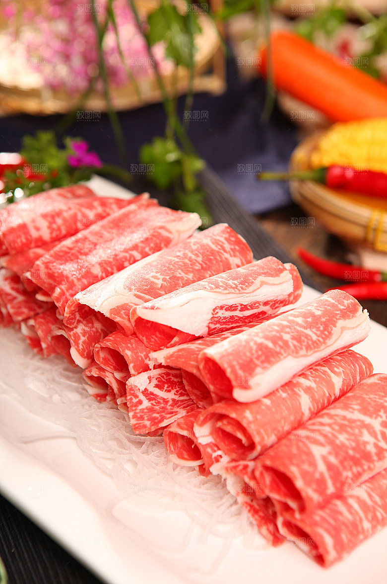 美味涮羔羊肉火锅美食菜品摄影图