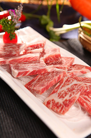 高端和牛肉火锅美食菜品摄影图片