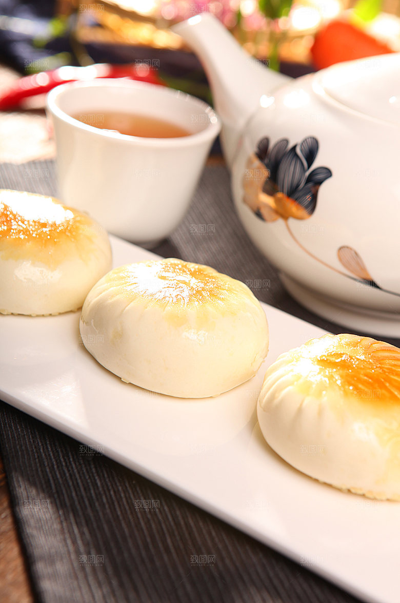 美食菜品早茶甜品绿豆饼摄影图片